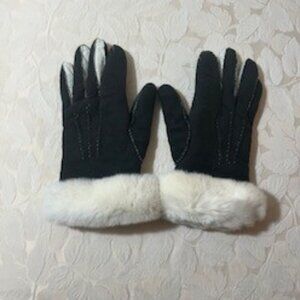 Ladies Gala Gloves Italian Black Reversed Lambskin Gloves - Size 7